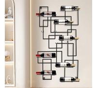 Portabottiglie da parete geometrico per 10 bottiglie - capacità di carico 12 kg in ferro smaltato a fuoco, nero (60 x 110 cm, conservazione ottimale del vino rosso) DescrizioneQuesto portabottiglie da