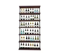 Portabottiglie da parete in legno rustico con luce LED - Ripiano per liquori in ferro a 6 ripiani per bar di casa, ripiani per bottiglie multifunzionali, design in metallo aggiornato per mon