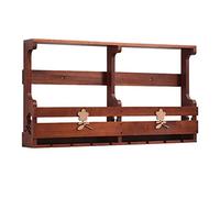 Portabottiglie da parete in legno, stile nordico retrò, espositore per bottiglie di vino, mensola portaoggetti da parete per ristoranti, porta calici capovolto, RFSHCIOP, c, 60 x 12 x 43,5 cm