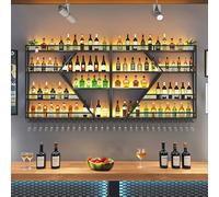 Portabottiglie da parete in metallo con supporto in vetro illuminato a LED, mensola galleggiante per cucina e cantina, decorazione moderna per la casa