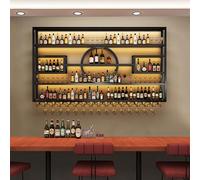 Portabottiglie da parete in metallo con supporto per bicchieri e liquori, mensole galleggianti per cucina e bar di casa, perfetto per gli amanti del vino e gli intrattenitori