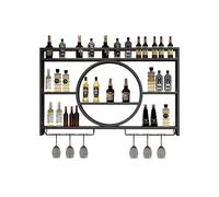 Portabottiglie da parete in metallo con supporto per bicchieri, mini bar per liquori, per conservare bicchieri da whisky e vino, perfetto per esporre il bar a casa