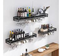 Portabottiglie da parete in metallo da appendere con contenitore in vetro, 60/80/100 cm, resistente alla ruggine, design durevole, mantiene gli occhiali asciutti, perfetto per il bar domestico (colore