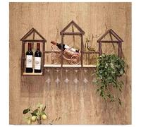 Portabottiglie da Parete in Metallo,Espositore Portabottiglie per Vino,Scaffali per la conservazione del vino,Porta Bicchieri Sospesi Industriale,per Cucina Bar Caffetteria (Bronze, 110x20x60cm)