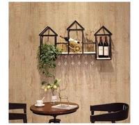 Portabottiglie da Parete in Metallo,Espositore Portabottiglie per Vino,Scaffali per la conservazione del vino,Porta Bicchieri Sospesi Industriale,per Cucina Bar Caffetteria (Black, 110x20x60cm)
