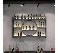 Portabottiglie da parete in metallo per armadio e bar, multifunzione, in ferro, calici da champagne e porta bicchieri da vino, per casa, ristorante, bar, nero (120 x 15 x 80 cm)