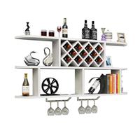 Portabottiglie da parete in stile semplice da 78,9 cm, scaffale multifunzione a 2 ripiani, per soggiorno e cucina, soluzione elegante per conservare vino bianco