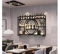 Portabottiglie da parete industriale a 3 ripiani, in ferro, multifunzione, per bar, ristoranti e cucine domestiche (140 x 80 cm)