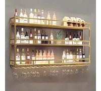 Portabottiglie da parete industriale decorativo con supporto in vetro Supporto per bottiglie in metallo multifunzionale finitura oro 100 cm perfetto per la decorazione di casa bar e cucina
