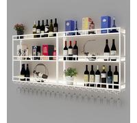 Portabottiglie da Parete Industriale di Grandi Dimensioni con luci a LED - Ripiani Metallici sospesi per esporre Bicchieri e Bottiglie di liquore - Ideale per Cucina, Bar di casa, Bar (200x8