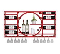 Portabottiglie da parete industriale, portabottiglie per vino, portabottiglie da parete per vino con porta bicchieri, portabottiglie da parete per vino per casa, ristorante, bar (dimensioni: