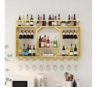 Portabottiglie da parete - Mensola galleggiante da bar con supporto in vetro per bottiglie di liquore - ideale per casa, bar, sala da pranzo, cucina o ristorante