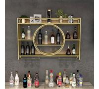 Portabottiglie da parete, mensole galleggianti per unità bar, supporto per bicchiere di vino, espositore in ferro, mensole moderne per bottiglie di liquore, portabottiglie da parete, per cucina