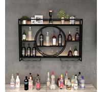 Portabottiglie da parete, mensole galleggianti per unità bar, supporto per bicchiere di vino, espositore in ferro, mensole moderne per bottiglie di liquore, portabottiglie da parete, per cucina