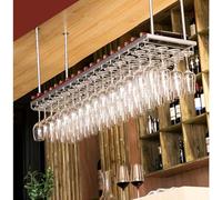 Portabottiglie da Parete Moderno per Vino, con Supporto per Bicchieri, per riporre Il Vino Capovolto, Finitura Argento, Ideale per l'arredamento di Bar o cucine (60 * 30 cm)