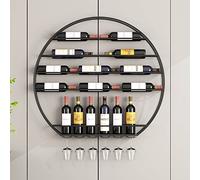 Portabottiglie da parete per vino, calice appeso, portabottiglie da vino, bar da cucina, scaffale per conservare il vino, portabottiglie da vino capovolto - Nero, marrone, oro (dimensioni: n