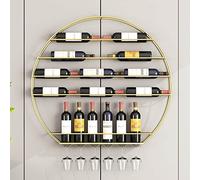 Portabottiglie da parete per vino, calice appeso, portabottiglie da vino, bar da cucina, scaffale per conservare il vino, portabottiglie da vino capovolto - Nero, marrone, oro (dimensioni: o