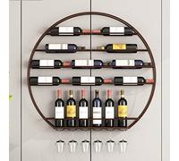 Portabottiglie da parete per vino, calice appeso, portabottiglie da vino, bar da cucina, scaffale per conservare il vino, portabottiglie da vino capovolto - Nero, marrone, oro (dimensioni: m