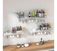 Portabottiglie da parete per vino, supporto per vino da appendere in metallo, supporto per vetro in ferro 60/80/100 cm, resistente alla ruggine e durevole, mantiene gli occhiali asciutti - Elegante