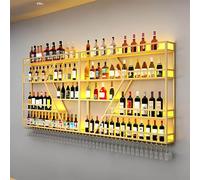 Portabottiglie da parete, Porta Bottiglie Di Vino in metallo,portabottiglie da bar galleggiante a forma di diamante, per la casa, Espositore Creativo Per Vino Da Parete (oro, 4 livelli-240cm)