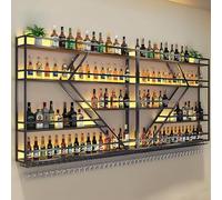 Portabottiglie da parete, Porta Bottiglie Di Vino in metallo,portabottiglie da bar galleggiante a forma di diamante, per la casa, Espositore Creativo Per Vino Da Parete (nero, 4 livelli-200cm)