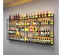Portabottiglie da parete, Porta Bottiglie Di Vino in metallo,portabottiglie da bar galleggiante a forma di diamante, per la casa, Espositore Creativo Per Vino Da Parete (nero, 4 livelli-240cm)