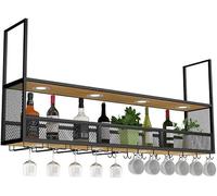 Portabottiglie da parete | Portabottiglie da appendere al soffitto | Portabottiglie di vino sospeso | Eleganti ripiani in legno per la decorazione della casa e la conservazione del vino