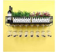 Portabottiglie da parete Portabottiglie da vino europeo vintage retrò montaggio a parete in ferro battuto Appeso Bar Cup Holder Rack Decorazione Porta Bicchiere da vino Sottosopra Rack di vetro in