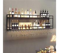 Portabottiglie da parete - Scaffale in metallo per cucina e bar - nize con cubetti di vino e porta bicchiere di champagne - elegante decorazione per la casa
