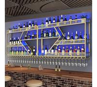 Portabottiglie da parete - Supporto galleggiante in metallo e espositore per bicchieri per bar, soggiorno, ristorante, grande soluzione di stoccaggio in ferro