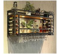 Portabottiglie da Parete, Supporto per Bottiglie di Vino da Appendere al Soffitto, Espositore per Bottiglie di Liquore e Bicchieri, Ideale per Cucina, Sala da Pranzo.,100 * 30 * 55cm