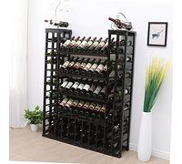 Portabottiglie da pavimento in legno massello, resistente, perfetto per bar, soggiorno o taverna, elegante design nero, ideale per gli appassionati di vino e decorazioni per la casa