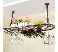 Portabottiglie da soffitto capovolto, Portabottiglie e bicchieri da vino appendere multicolore 60-120x25cm
