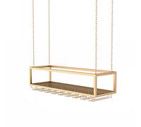 Portabottiglie da soffitto capovolto, Portabottiglie e portabicchieri da vino appendere al soffitto, altezza regolabile, multicolore, diverse misure(Gold,150x25x20cm/59x9.8x7.8in)