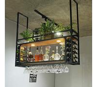 Portabottiglie Da Soffitto Con Porta Bicchiere Da Vino Portabottiglie Da Parete Scaffale A Soffitto Appeso Cucina Bar Legno Appeso In Metallo Porta Calice Portabottiglie