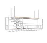 Portabottiglie da soffitto con ripiano per bar industriale, bottiglia galleggiante e supporto per bicchieri, perfetto per gli amanti del vino