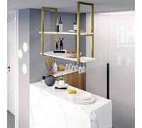 Portabottiglie da soffitto, da appendere, in stile retrò, in ferro e legno, salvaspazio, 100 x 25 x 20 cm