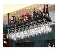 Portabottiglie da Soffitto,Espositore per Vino,con Boom,con Porta Calici,Portabottiglie da Appendere in Metallo per La Mensola Portaoggetti per Decorazioni per La Cucina del Bar di Casa，(Size:60*35cm)