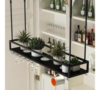 Portabottiglie da Soffitto in Metallo Multiuso da Appendere con Boom, per Il Caffè e Vino (80*25*20cm)