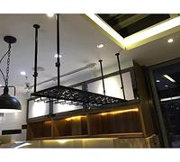 Portabottiglie da soffitto per vino, portabottiglie da ristorante sospeso in stile europeo, portabottiglie superiore, portabottiglie inferiore, altezza regolabile e facile da installare (dim