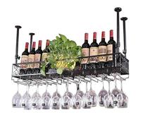 Portabottiglie Da Soffitto,Porta Bicchieri Sospesi,Industriale Porta Bottiglie Da Vino,Scaffale Galleggiante Altezza Regolabili,per Cucina Bar Caffetteria Soffitto Decorare Scaffale Di Stoccaggio ( Co