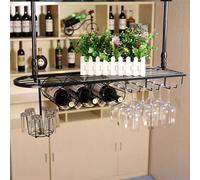 Portabottiglie da soffitto regolabile da appendere, perfetto per bar, ristoranti, cucine, caffetterie; elegante mensola per vino montata a soffitto per la massima efficienza di spazio