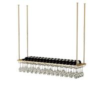 Portabottiglie da soffitto - Regolabile in vetro da appendere con ripiani sottosopra porta bicchieri da vino per cucina e bar - Vino salvaspazio