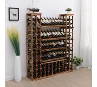 Portabottiglie da Terra - Portabottiglie in Legno massello, Portabottiglie per Vino Rosso in Legno Antico, Espositore Bar Mesa, Portabottiglie per Vino per Casa/Bar/bancone, 120 * 30 * 150 cm (Colore