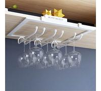 Portabottiglie da vino sospeso in metallo bianco, ripiano per bottiglie di vino per mobile da cucina, porta calici in vetro, organizer per bicchieri in vetro capovolti (dimensioni: 30x23 cm)