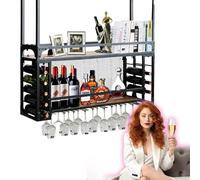 Portabottiglie da Vino sospeso Industriale 65x30x50cm Elegante espositore per Vino per la casa, Il Pub, Il portabottiglie Capovolto per l'arredamento di ristoranti e Bar, Organizer