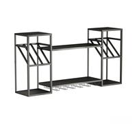 Portabottiglie da Vino sospeso Industriale con Porta calici - Portabottiglie in Metallo per Cucina, Bar, Cantina, Soggiorno, Colore Oro