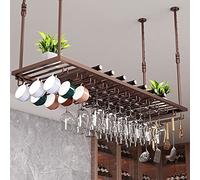 Portabottiglie da Vino sospeso Regolabile in Stile Industriale per Musica, ristoranti, Bar e casa, portabottiglie in Ferro battuto con ripiano Porta calici (100 * 35 cm)