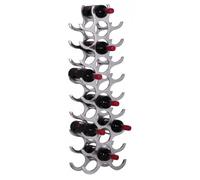 Portabottiglie di design in alluminio, 27 bottiglie in argento, 31 x 98 x 14 cm, accessorio per bottiglie di vino, in metallo, decorazione sottile, in alluminio