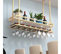 Portabottiglie di vino appeso a soffitto in ferro battuto e legno massello Portabicchieri capovolto Portaoggetti da parete vintage in stile europeo per sala da pranzo Decorazioni per la casa